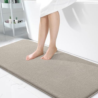 OLANLY Memory Foam Bathroom Runner Rugs 47x24, Long Bath Mats, Warm Taupe