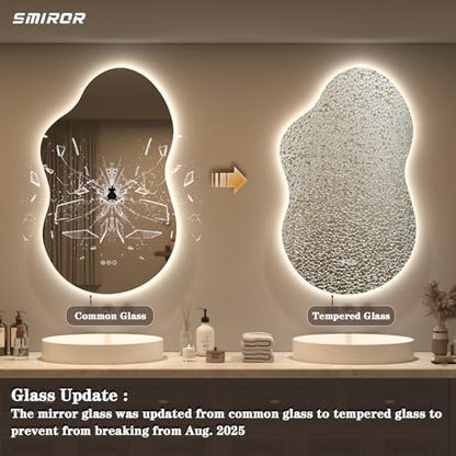 SMIROR 60x32 Irregular Backlit Led Lighted Bathroom Vanity Mirror