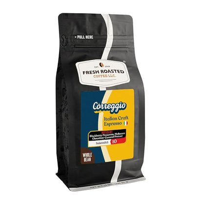 Fresh Roasted Coffee, Correggio Italian Craft Artisan Blend, 12 oz, Dark Roast, Kosher, Whole Bean