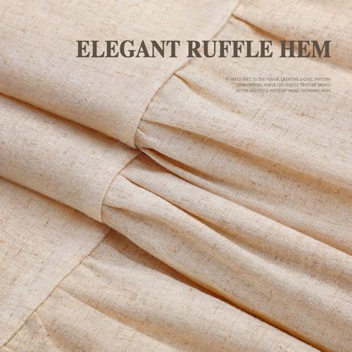 Farmhouse Shower Curtain Ruffle Linen Beige 72" W x 80" L