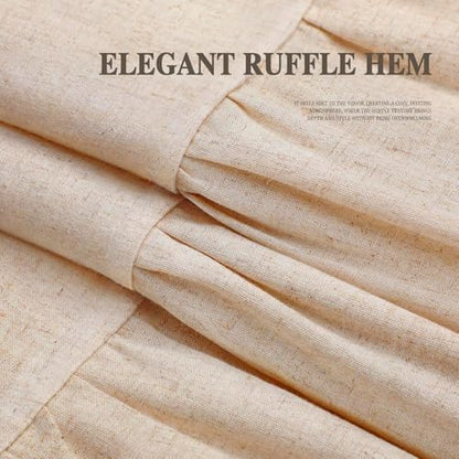 Farmhouse Shower Curtain Ruffle Linen Beige 72" W x 80" L