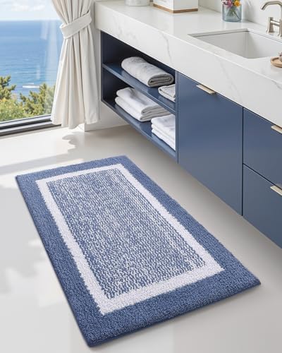 Color&Geometry Simple and Stylish Large Bath Mats for Bathroom,24"x36" Blue