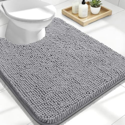 OLANLY Toilet Rugs U-Shaped 24x20, Soft Absorbent Chenille Contour Rugs