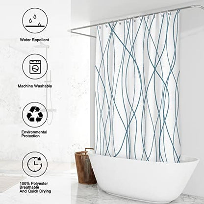 Striped Shower Curtain for Bathroom, Lake Blue, 72" W x 72" L