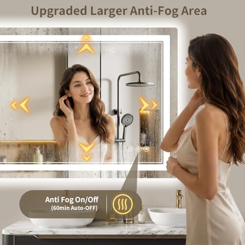24"x36" LED Bathroom Mirror with Lights, Backlit + Front Lit, Anti-Fog, Lighted Bathroom Mirror for Wall, HD Shatterproof Tempered Glass, Dimmable, Memory Function (Horizontal/Vertical)