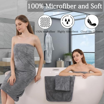 Ycosy Gray Bath Towels Set 35x70 Inches - Luxury 600 GSM Oversized Bath Sheet Towel,Extra Large Microfiber - Quick Dry,Highly Absorbent,Super Soft Shower Towels Spa Hotel Bathroom Towel Set (4-Pack)