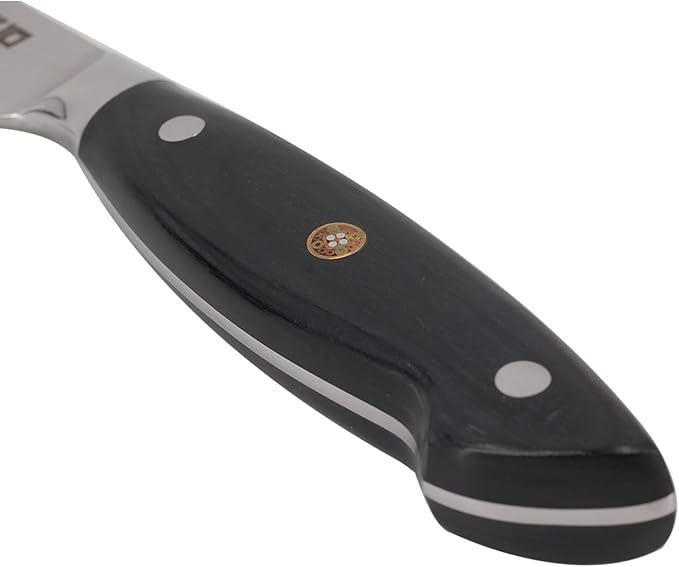 Ketuo Professional Chef Knife Damascus Carbon Steel with Laser Pattern Blade and Black Pakka Wood (4.5 Inch Steak Knife)