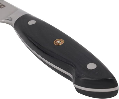 Ketuo Professional Chef Knife Damascus Carbon Steel with Laser Pattern Blade and Black Pakka Wood (4.5 Inch Steak Knife)