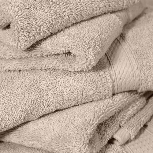 SUPERIOR Egyptian Cotton Ultra Plush & Absorbent, 12 Piece Set, Stone