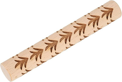 HARFINGTON Wood Clay Roller 4" Grass Pattern Rolling Pins Wood Rollers Pottery Tools Wood Grain Texture Rollers for Clay Baking Dough Playdough DIY