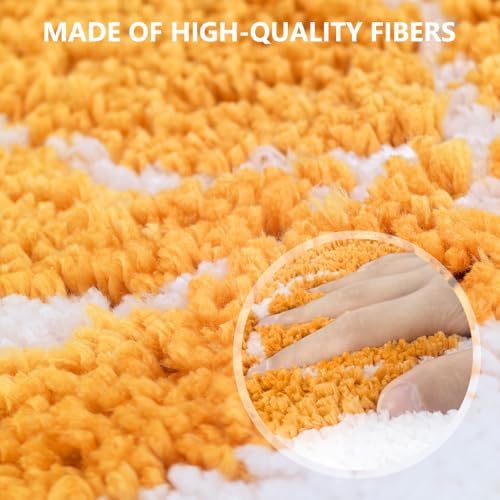 APROPHIC Fall Pumpkin Bath Mats for Bathroom, Thanksgving Super Absorbent Non-Slip Microfiber Shaggy Bath Rugs, Autumn Bathroom Mat for Shower, Tub, Sink, Decor, Machine Washable, 17x24 in, Orange
