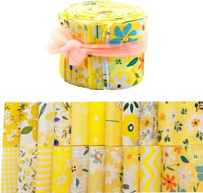 7 pcs 20" x 20" Cotton Fabric DIY Making Supplies Quilting Patchwork Fabric Fat Quarter Bundles DIY for Quilting Cotton Patchwork Cushions (Orange, 2.4" x19")