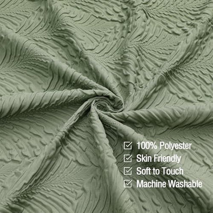 Gibelle 36x72 Small Stall Shower Curtain, Sage Green Embossed Half Bath Curtain