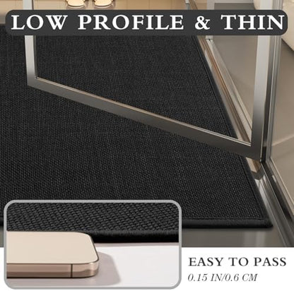 YIHOUSE Bathroom Rugs Thin Bath Mat Sets 3 Pieces Quick Dry,Black