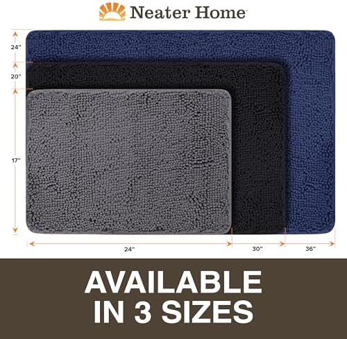 Neater Home Plush Bathroom Rugs 30x20 Thick Chenille Quick Dry Microfiber Absorbent Bath Mat, Soft Bath Rugs, Machine Washable Bathroom Floor Mat for Tub Shower Sink, Home Decor Accessories, Charcoal