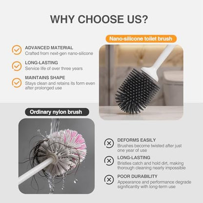 Lefree Silicone Toilet Brush and Holder Set - Bathroom Brush