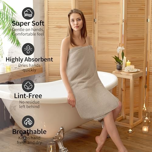 Microfiber Waffle Bath Towels, 4 Pieces, Soft, Absorbent, Fast Drying, Lint Free 430 GSM (27''x55''/68.58 cm x139.7 cm)