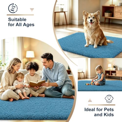OLANLY Microfiber Small Bathroom Rugs 24x16, Soft Bath Mat, Peacock Blue