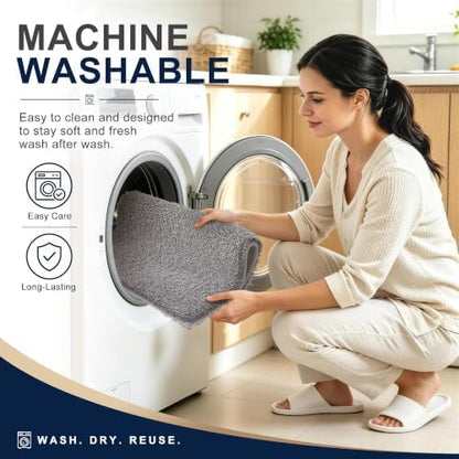 OLANLY Microfiber Soft Bathroom Toilet Rugs U-Shaped, 24x20, Light Grey