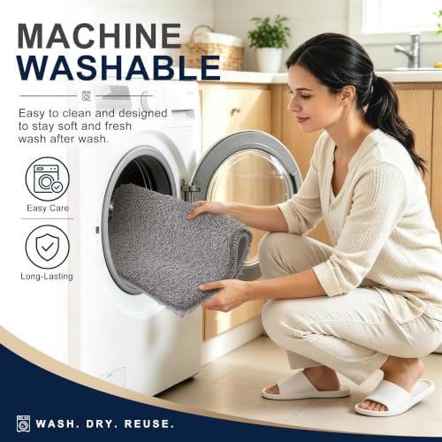 OLANLY Microfiber Bathroom Rugs 34x21, Ultra Soft Bath Mat, Light Grey