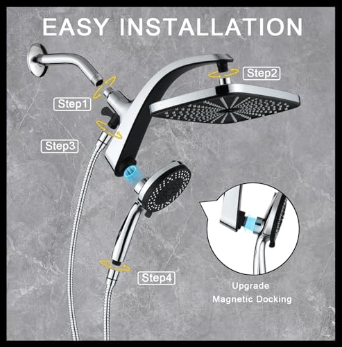 Rain Shower Head with Handheld Showerhead, Chrome 1.75GPM 460311