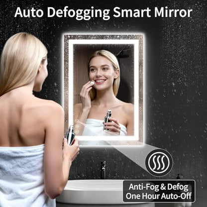 LED Bathroom Mirrors 20"x30" Bathroom Mirror with Lights for Wall, Backlit + Front Lit, 3 Colors, Anti-Fog, Dimmable Brightness for Vanity,Bathroom, Entryway, Living Room