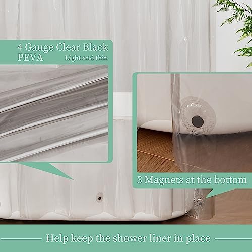 Mrs Awesome Clear Black Shower Curtain Liner with 3 Magnets, 72x72