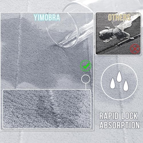 Yimobra Memory Foam Bathroom Mat Set, 31.5 x 20 & 24 x 20 in, Silver