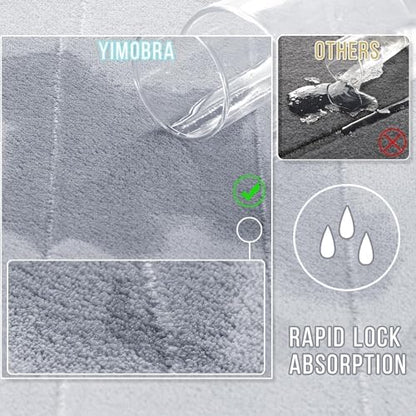 Yimobra Bathroom Runner Rugs 72"x24" Non Slip Washable Memory Foam Bath Mat, Super Soft Water Absorbent Hallway Carpet for Vanity Tub Shower, Silver