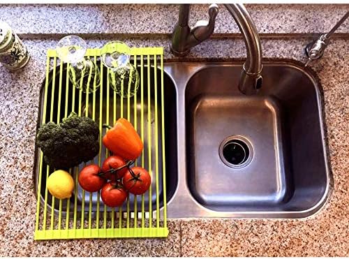 True & Tidy, Multi-Purpose Over the Sink Roll-Up Drying Rack, DR-881, Lime