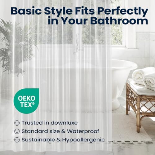 downluxe Shower Curtain Liner, PEVA Plastic Shower Liner with 3 Magnets, 72" x 72" Waterproof Bathroom Curtain, Clear, 3 Pack