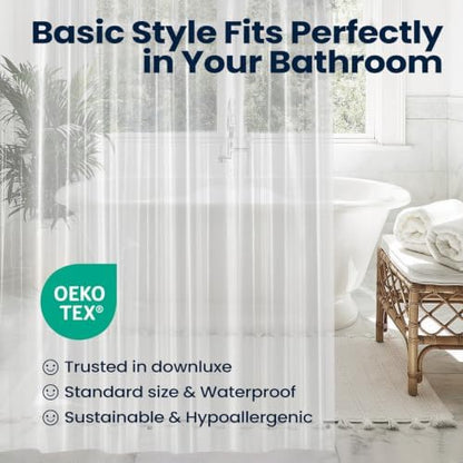 downluxe Shower Curtain Liner, PEVA Plastic Shower Liner with 3 Magnets, 72" x 72" Waterproof Bathroom Curtain, Heavy Clear, 1 Pack