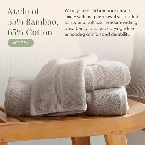 Luxury Bamboo Rayon Oversized Bath Towel Set | 2-Pack | Ultra Soft | Brown