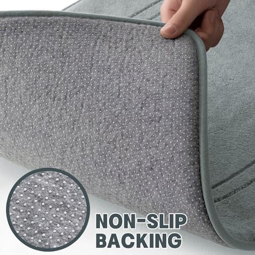 YIHOUSE Light Grey Memory Foam Bathroom Rug Set, 5 Piece Absorbent NonSlip Bath Mat for Bathroom, Washable Dry Quickly