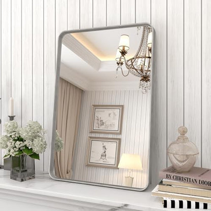 16x24 Inch Brushed Nickel Bathroom Vanity Mirror
