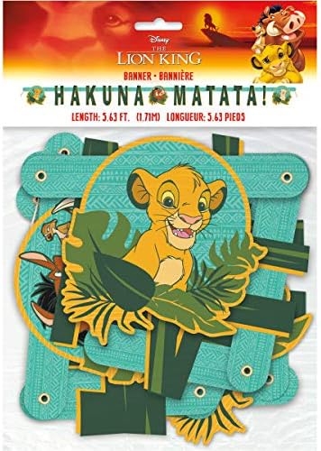 Lion King Birthday Party Baby Shower Supplies Bundle Pack includes 16 Lunch Dinner Plates, 16 Napkins, 16 Cups, 1 Table Cover, 1 Banner