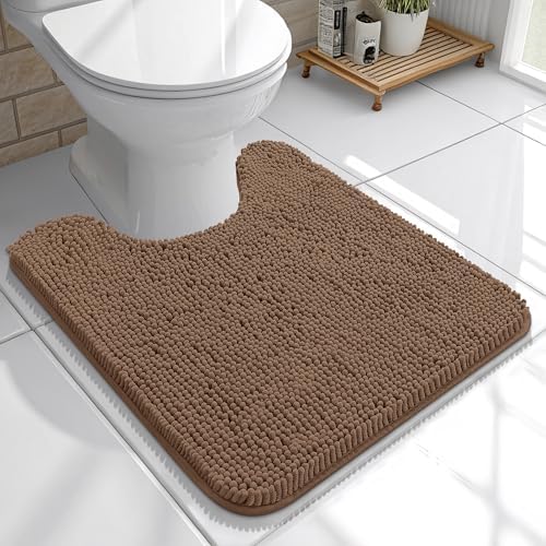 OLANLY Toilet Rugs U-Shaped 20x20, Soft Absorbent Chenille Contour Rugs