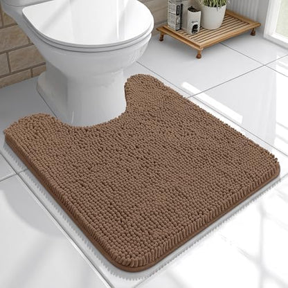 OLANLY Toilet Rugs U-Shaped 20x20, Soft Absorbent Chenille Contour Rugs