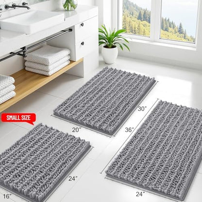 Smiry Bathroom Rugs 32X20, Extra Soft Rubber Backing Chenille Bath Mats