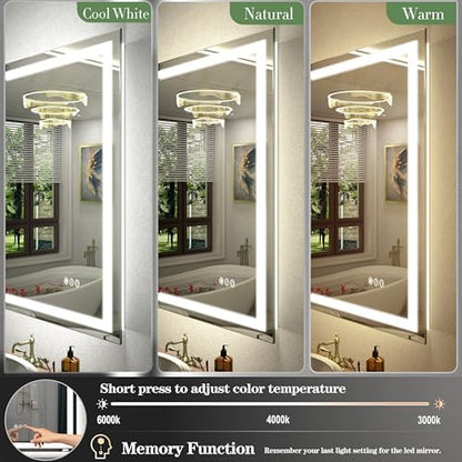 48x30 Inch LED Lighted Bathroom Vanity Mirror for Wall