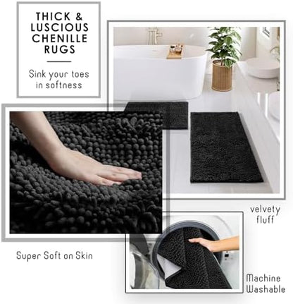 Clara Clark Black Bathroom Set - Bathroom Sets with Shower Curtain and Rugs, 21PC Bathroom Accessory Set, Shower Curtain Set with Soap Dispenser & Toothbrush Holder