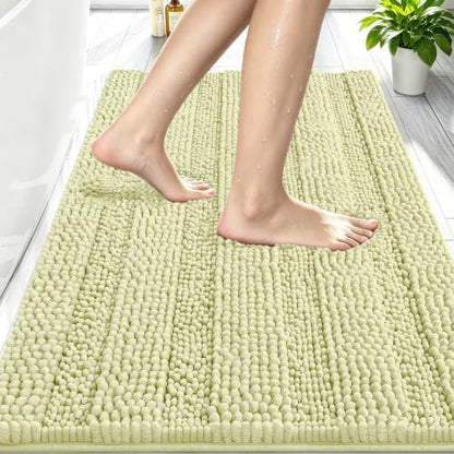 Smiry Thick Chenille Bathroom Rugs 30x20, Soft Absorbent Bath Mat, Vanilla