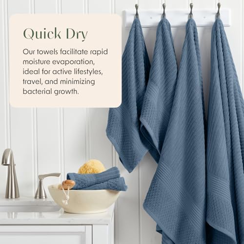 Springtree Home 100% Cotton Bath Towel Set | 6-Piece Set | Textured | Ocean