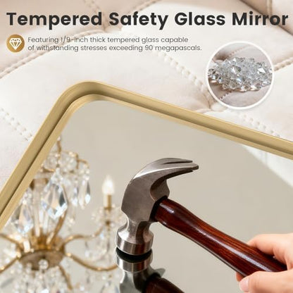 48"X 30" Gold Bathroom Mirrors for Over Sink,Aluminum Frame