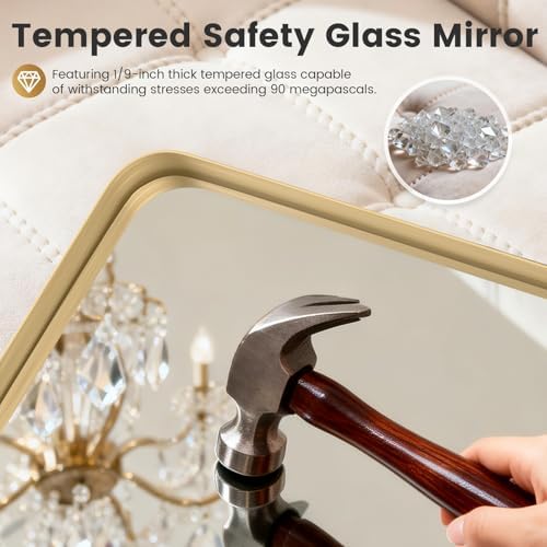 16"X20" Gold Bathroom Mirrors for Over Sink,Aluminum Frame