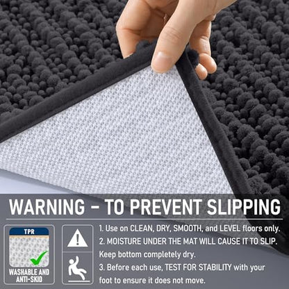 OLANLY Bathroom Runner Rugs 59x20, Thick Soft Absorbent Chenille Bath Rugs