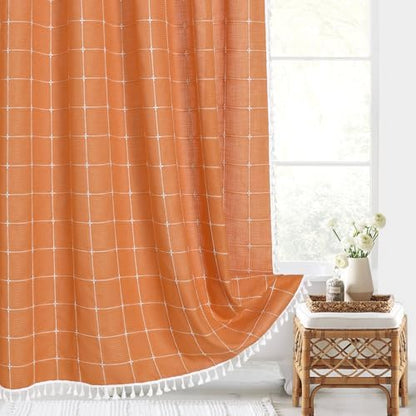 Gibelle Orange Boho Farmhouse Shower Curtain for Bathroom 72x72