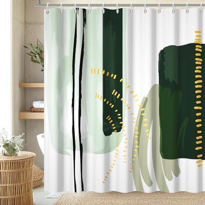 Mid Century Green Shower Curtain for Bathroom 72x78 Inch