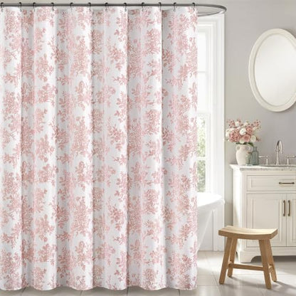 Spring Pink Floral Shower Curtain W72*L72 Inches Long