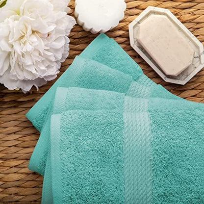 SUPERIOR Egyptian Cotton Plush & Absorbent, Hand Towel Set of 4, Turquoise